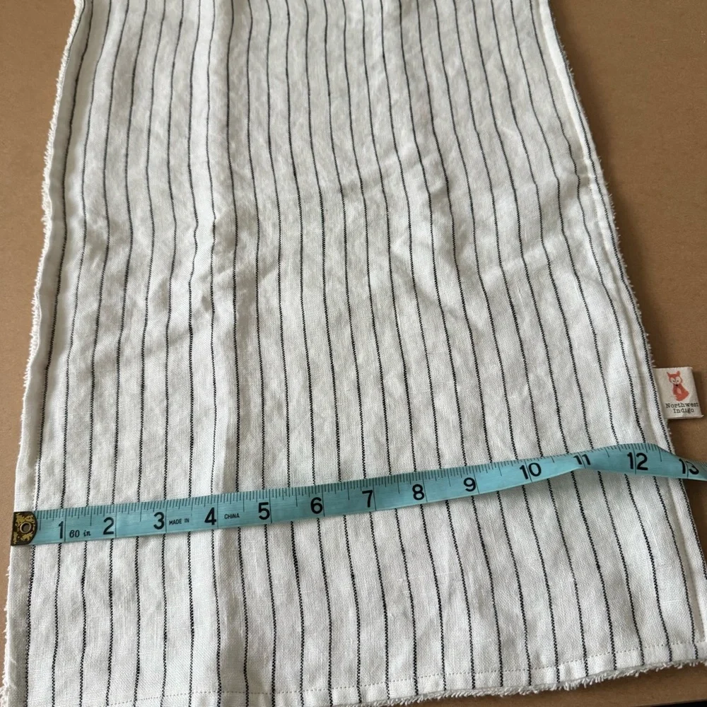 Handmade Linen Striped White and Black Hand Towel